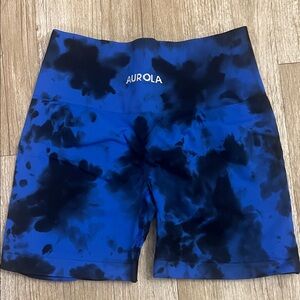 Aurola Blue and Black Tie-Dye Shorts